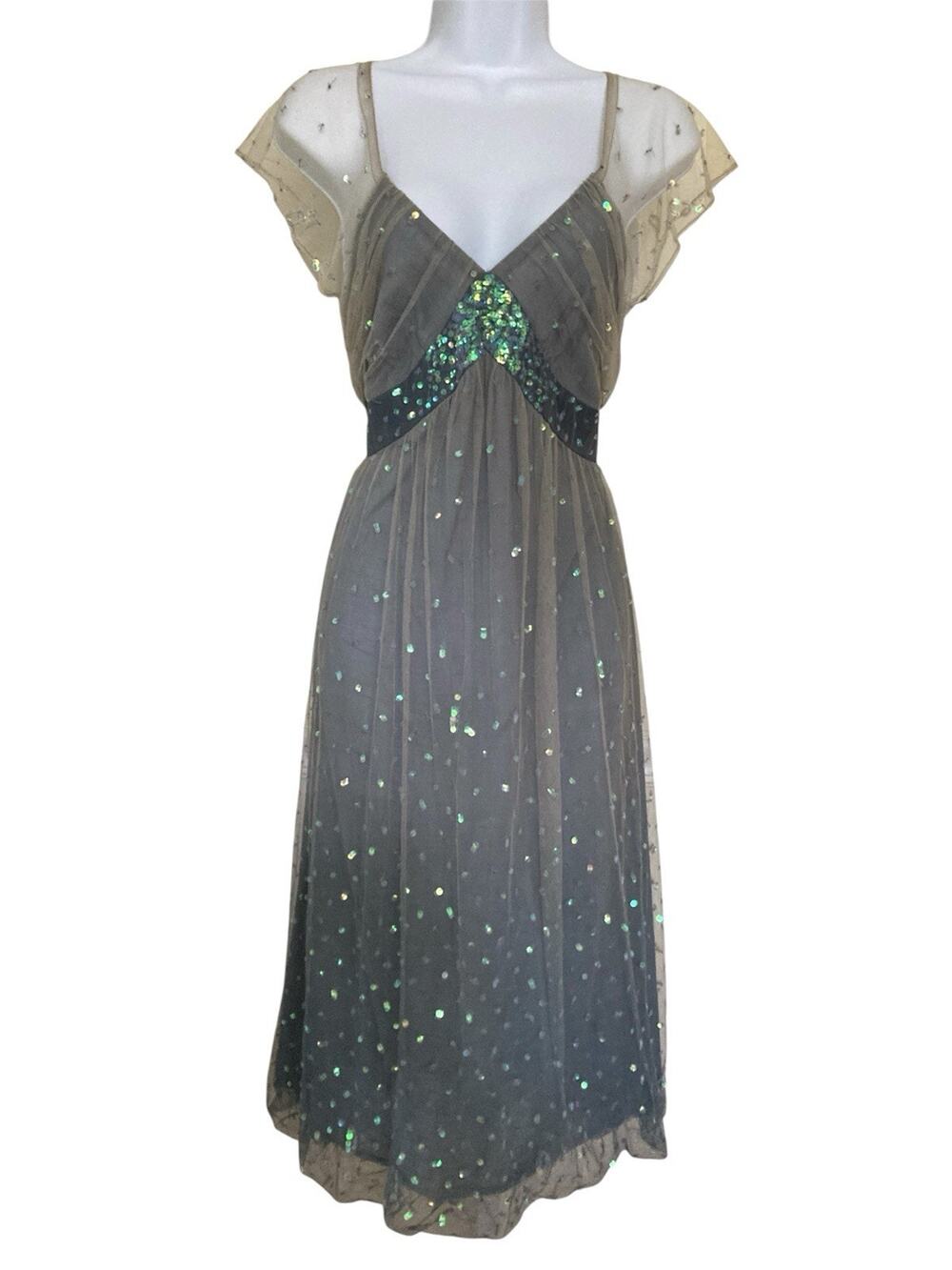 Blank London Fairy Grunge Baby Doll Y2k Boho Whimsi Mesh Flutter Midi Dress S